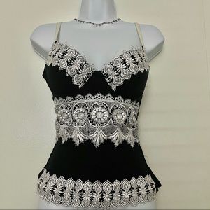Beautiful Black & White Lace Top